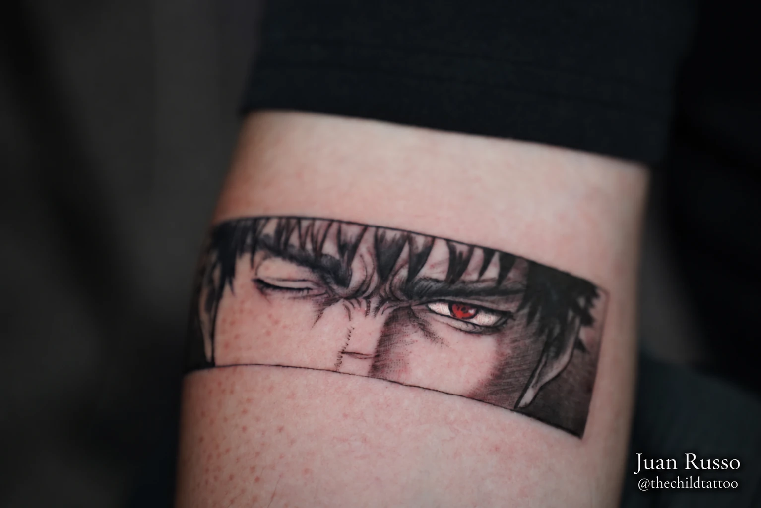 Anime energy tattoo work by Juan Russo in Memphis TN.