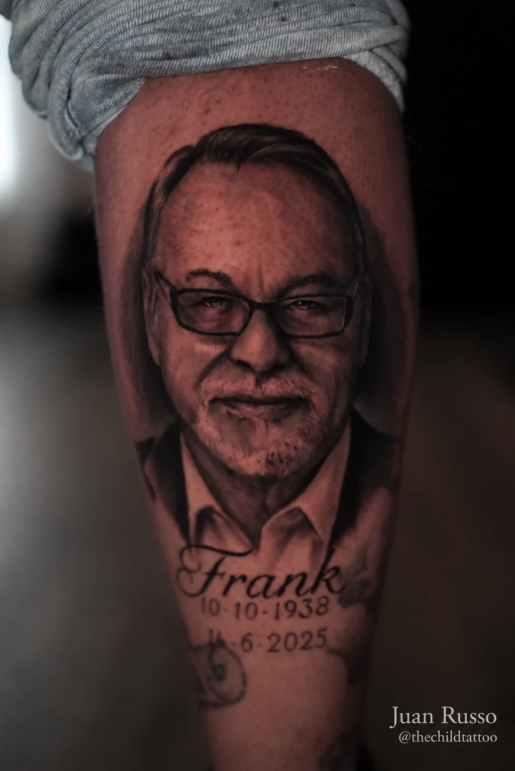 Portrait tattoo work by Juan Russo in Memphis TN.