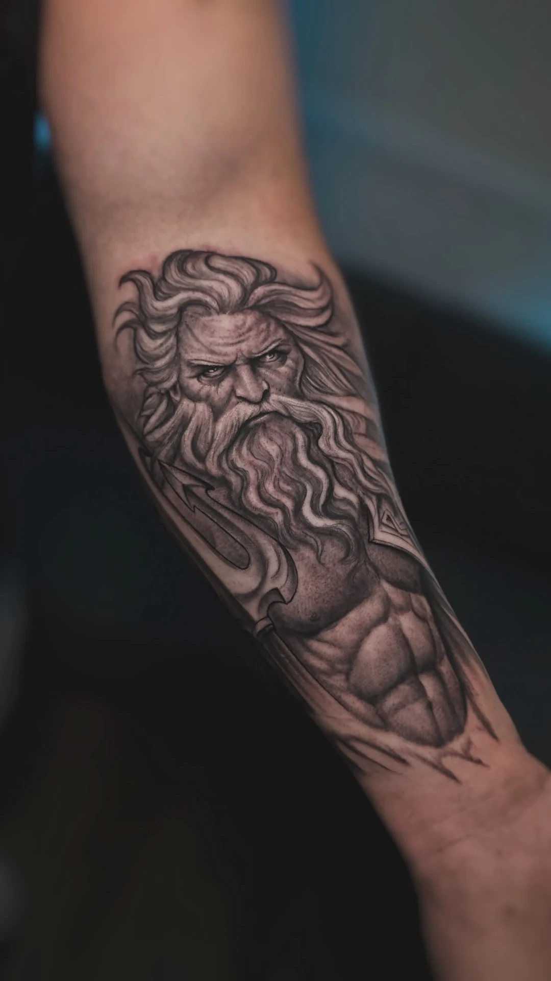 black and grey hand tattoo by Juan Russo in Memphis TN.
